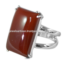 Glamorous Red Onyx Natural Gemstone Com 925 Sterling Silver Prong Set Designer Engagement Ring